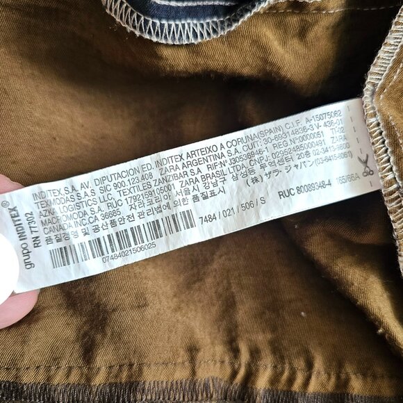 Zara Metallic Shimmer Colorblock Hooded Zip Up Windbreaker Jacket S Olive - Picture 13 of 13
